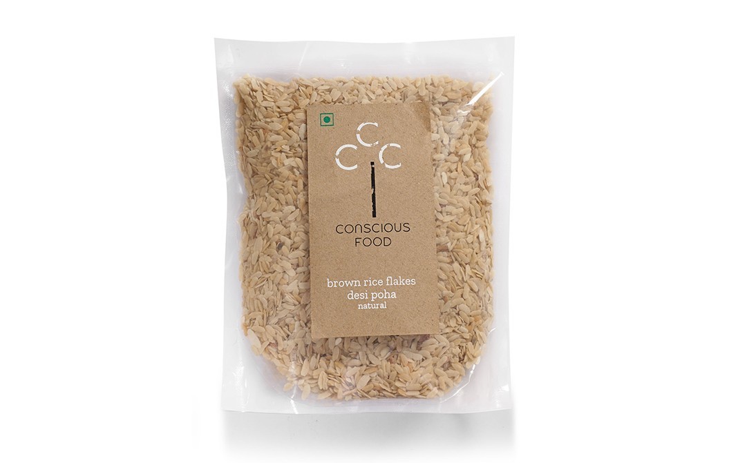 Conscious Food Brown Rice Flakes Desi Poha Natural   Pack  500 grams